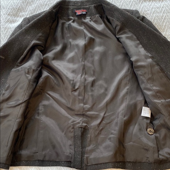 Simon Chang Wool Silk Corset Back Brown Blazer Designer Boho Business Casual - Picture 14 of 15